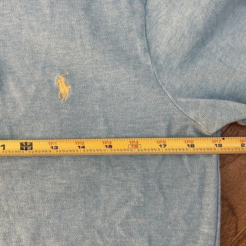 Ralph Lauren Polo Shirt Mens Medium Custom Slim‎ Fit Blue Short Sleeve